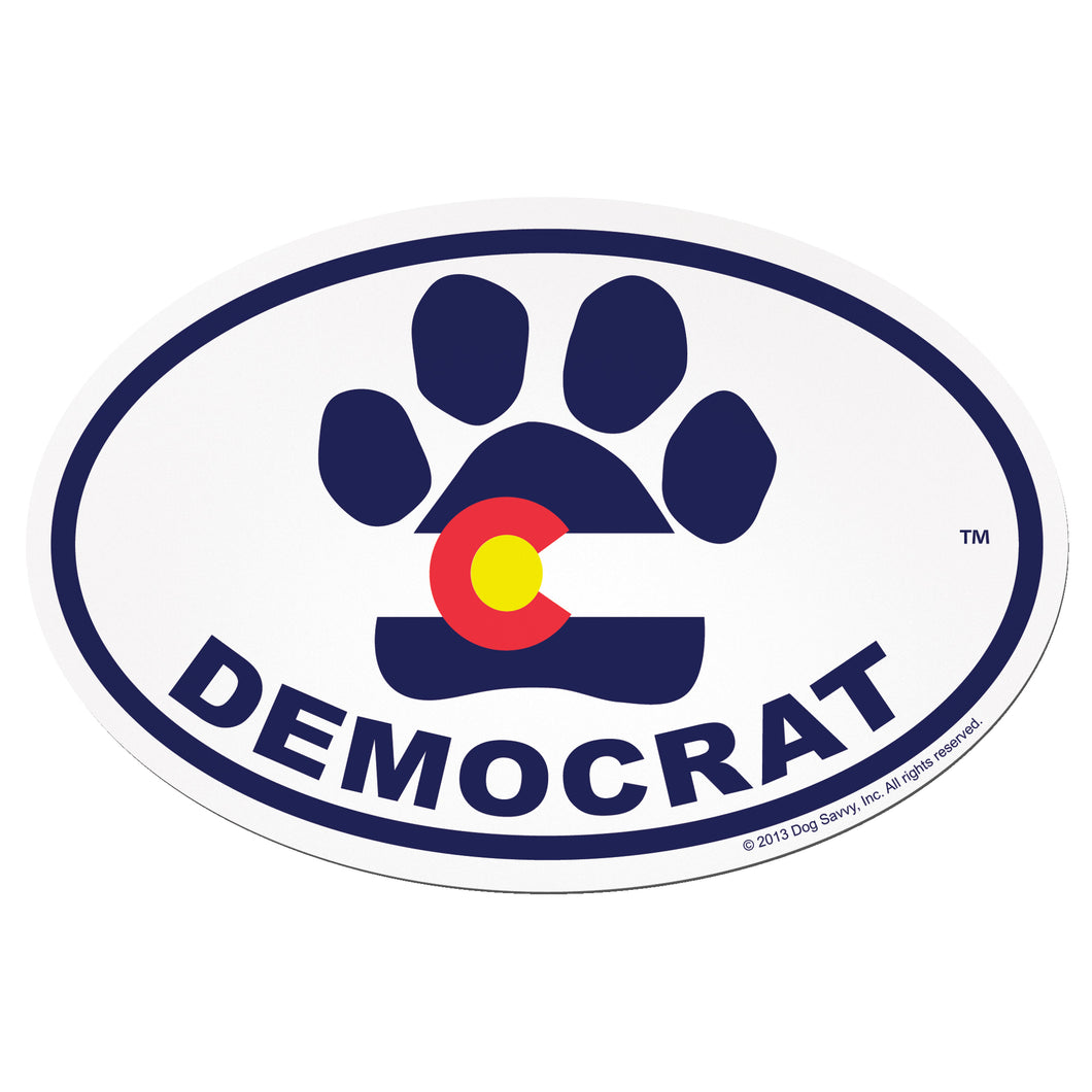 CO Paw DEMOCRAT Oval Magnet