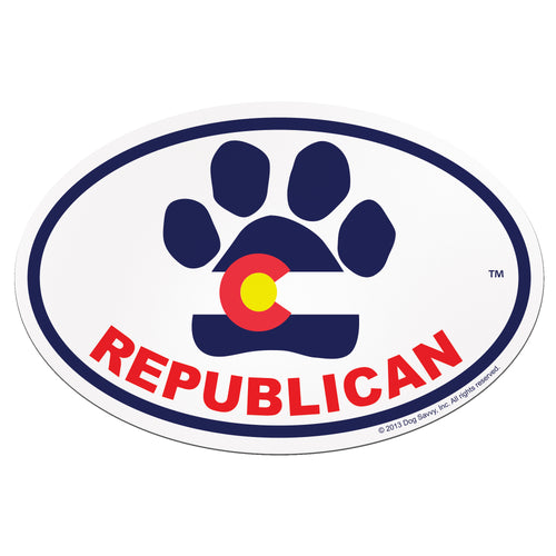 CO Paw REPUBLICAN Oval Decal